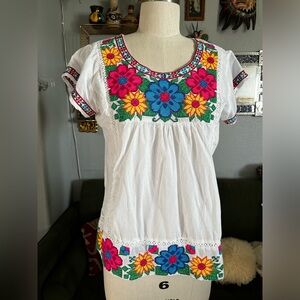 100% cotton Floral embroidered tunic top